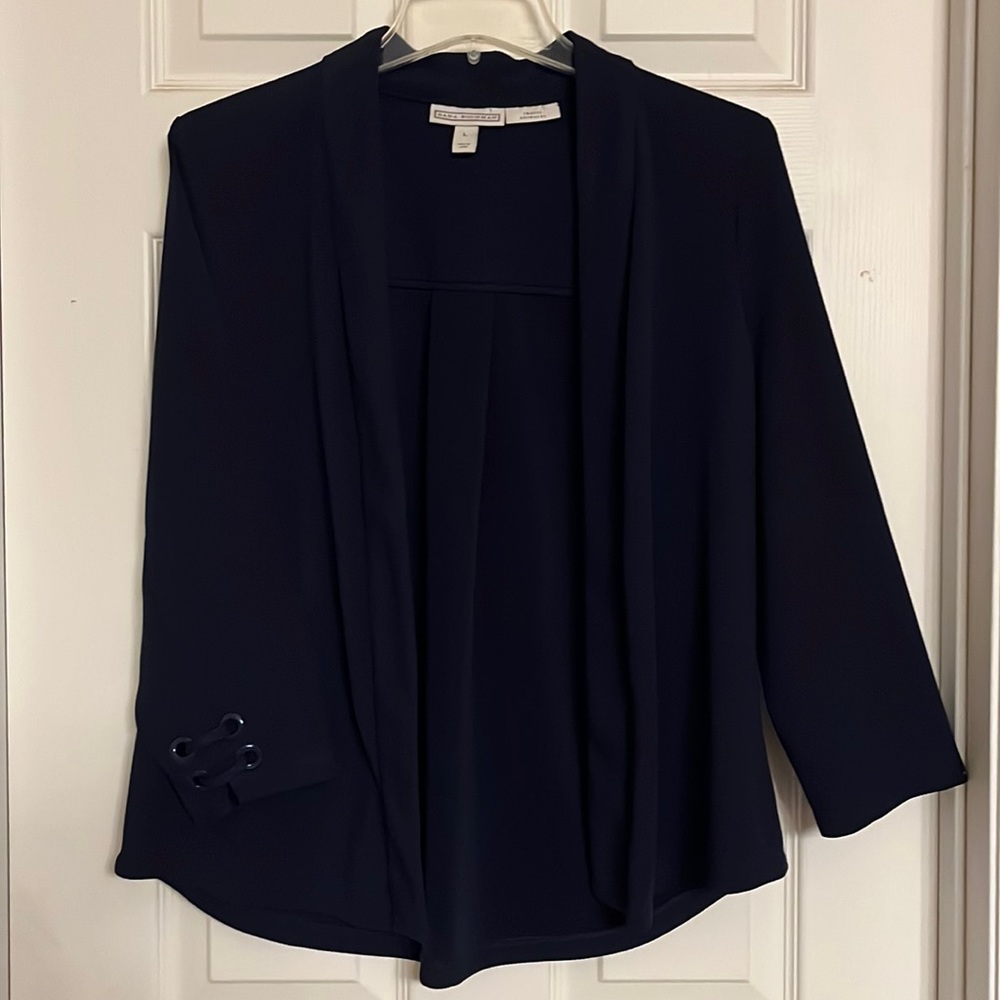 Dana Bachman Travel Anywhere Jacquard Open-Front Jacket (navy blue)